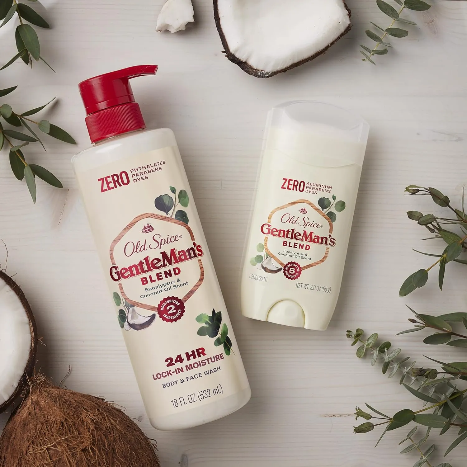 Old Spice GentleMan's Exfoliating & Moisturizing Body Wash for Men, 24/7 Shower Fresh with Long Lasting Scent, Renewing Vitamin B3 Blend, Eucalyptus   Coconut Oil Scent, 18 oz (Pack of 4)