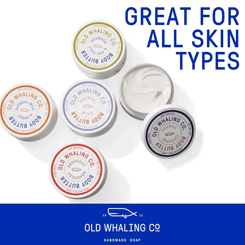 Old Whaling Co Coconut Milk Body Butter 2 Pack – Soothing Cream with Shea Butter, Aloe and Sunflower Oil – Tropical, Floral Scent, 8oz Jars, Set of 2