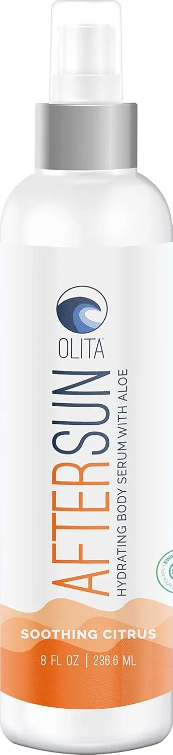 Olita AfterSun Body Serum - Soothing Citrus Fragrance - 8 oz - Hydrating Body Oil with Aloe Vera - All-Natural with Vitamin E - Cooling Sunburn Relief