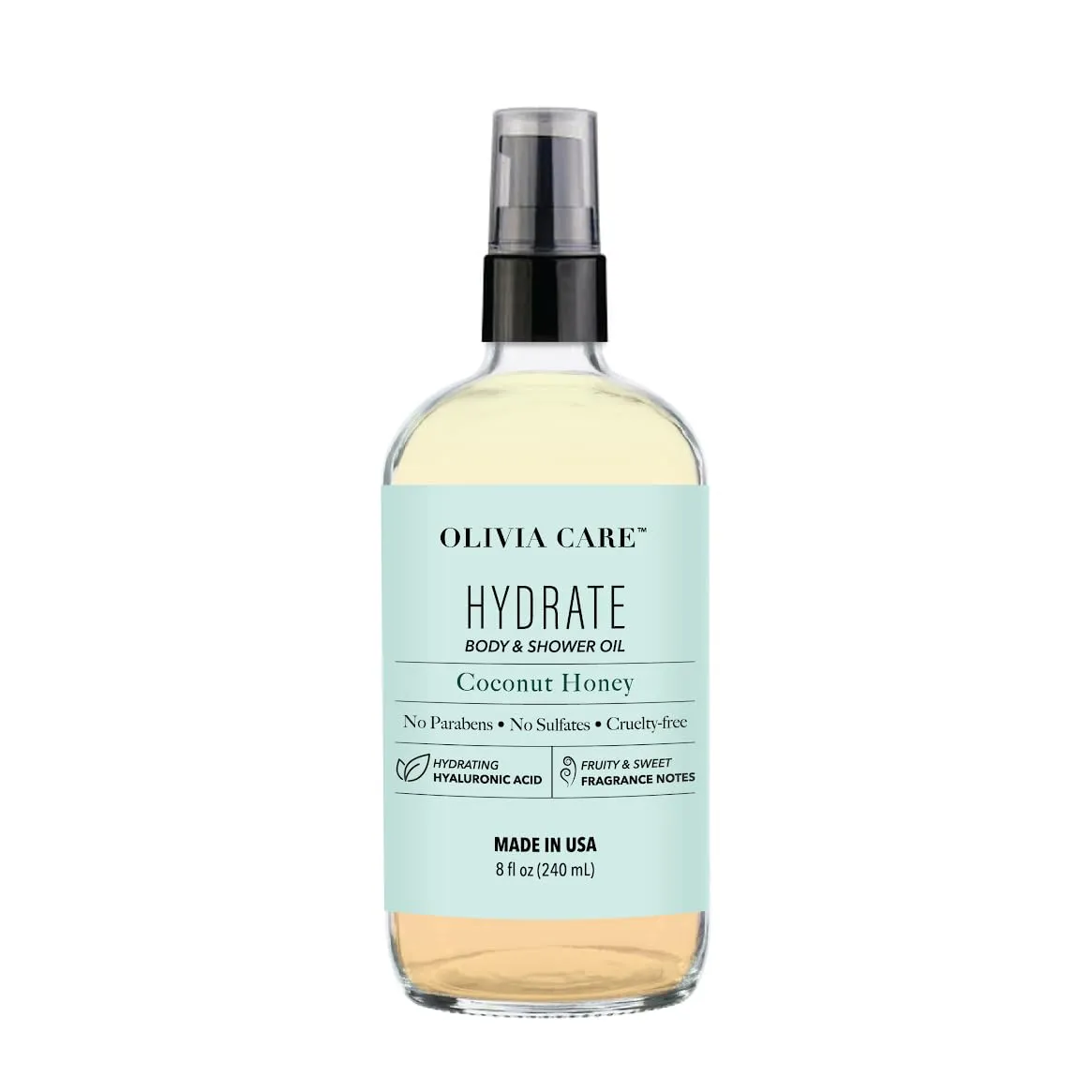 Olivia Care Body Oil Shower Oil Vegan & Natural | Hydrating & Moisturizing - Infused with VITAMIN E, K & Omega Fatty Acids - Refreshing Fragrance - Reduce Dry Skin (Coconut Honey)