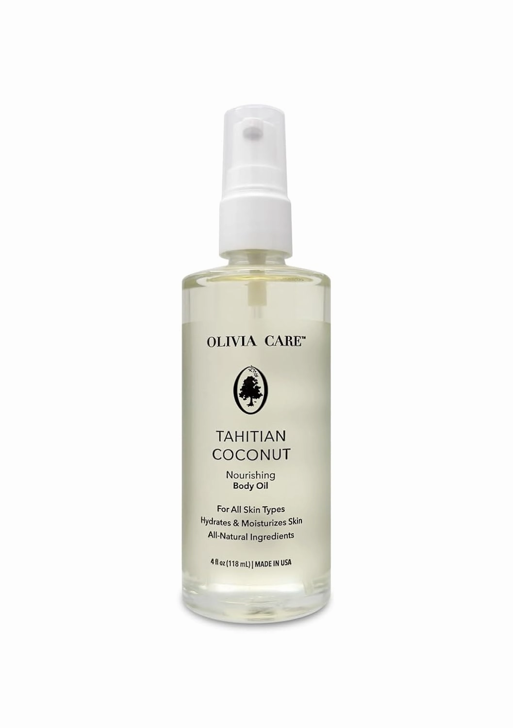 Olivia Care Tahitian Coconut Nourishing Body Oil, 4 fl oz, For All Skin Types