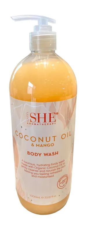 Om She Aromatherapy COCONUT OIL & MANGO Body Wash Shower Gel 33.8 oz Jumbo