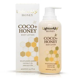 OMIC Lighten-Up Honey, Skin Brightening Body Lotion - 13.5 fl oz / 400 ml - Moisturizing Body Cream on Face, Knees, Elbows, with Shea Butter & Premium Honey