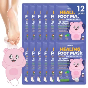 ONSOI 12PK Foot Masks for Soft, Smooth, Moisturizing Foot Mask for Dry Cracked Feet, Baby Feet - Coconut & Shea Butter (12PK Coconut)