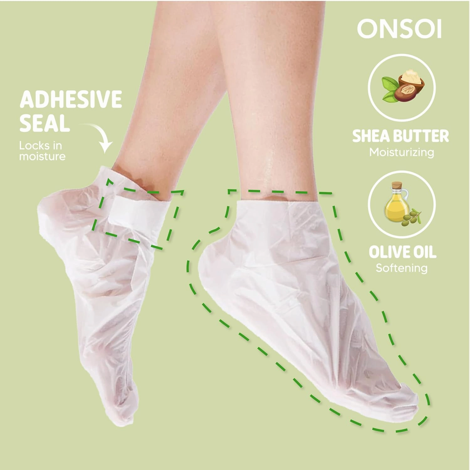 ONSOI 12PK Foot Masks for Soft, Smooth, Moisturizing Foot Mask for Dry Cracked Feet, Baby Feet - Coconut & Shea Butter (12PK Coconut & Shea Butter)