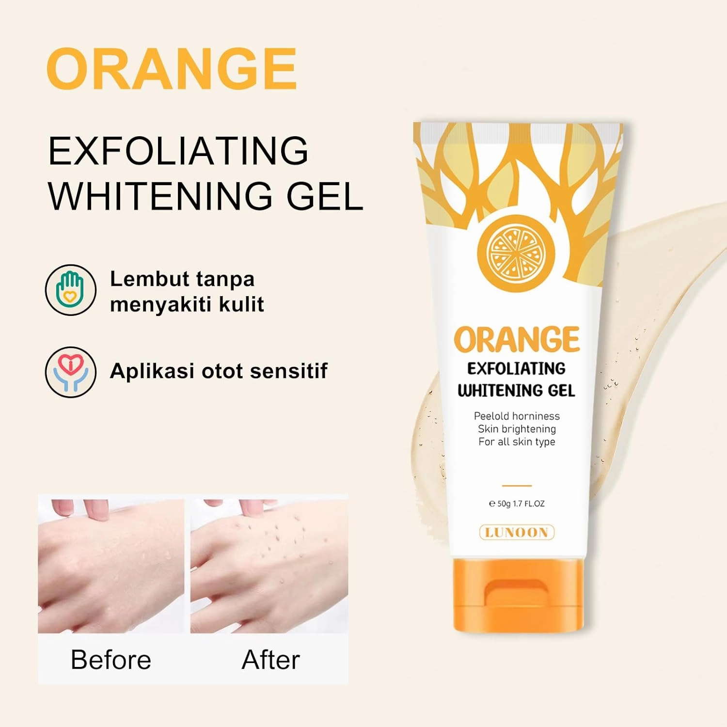 Orange Exfoliating Gel, orange exfoliating gel scrub,Deep Cleansing Moisturizing Facial Exfoliator, Size 50ml, 1.7 Fl Oz (Pack Of 3)