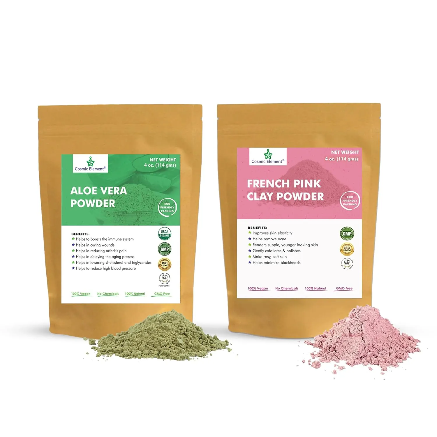 Organic Aloe Vera & French Pink Clay Powder - Hydrating & Detoxifying Skin Care, Ideal for Face Masks, Sun Care, Acne & Dry Skin - 4 oz
