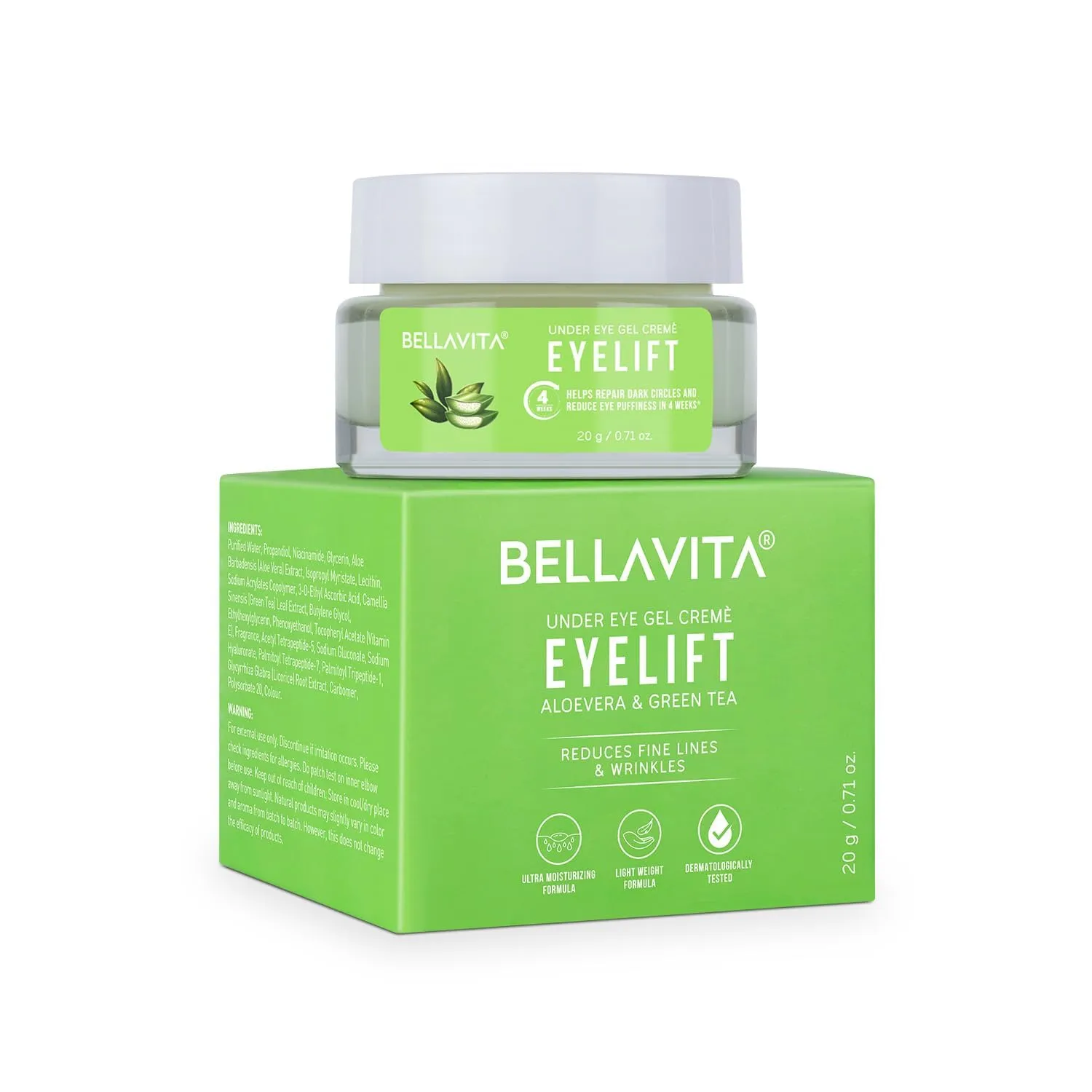 Organic.Eye.Lift Hydrating Natural Under Eye Gel for Dark Circles, Puffy Eyes, Wrinkles & Removal of Fine Lines for Women & Men, 20 gm