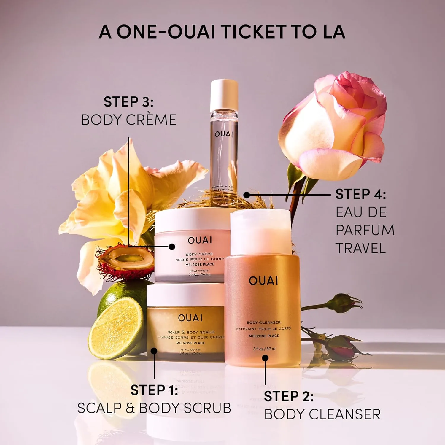 OUAI Body Cream Travel Size, Melrose Place - Hydrating Whipped Body Cream with Cupuaçu Butter, Coconut Oil & Squalane - Softens Skin and Delivers Healthy-Looking Glow - Sulfate Free Skin Care (3.4 Oz)