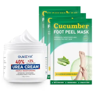 OUKEYA NEW FORMULA Urea Cream 40% Plus 2% Salicylic Acid   Foot Peeling Mask 3 Pairs