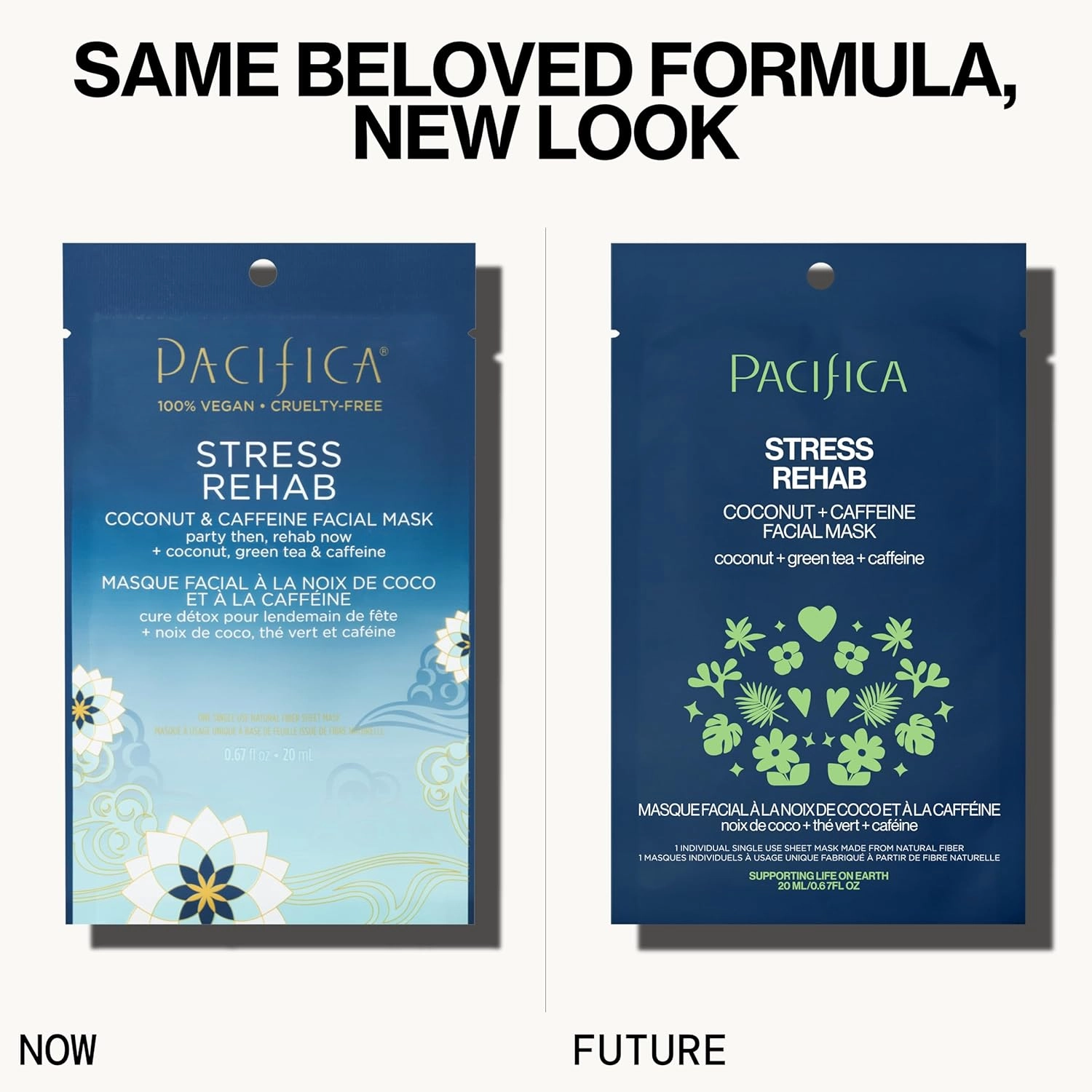 Pacifica Beauty Stress Rehab Coconut and Caffeine Facial Mask, Skincare, Green Tea, Puffiness, Redness Relief, De Stress, Skin Care, Face Mask, Sheet Mask, Face Care, All Skin Types, Vegan (6 Sheets)