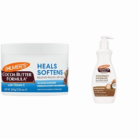 Palmer's Cocoa Butter Formula Daily Skin Therapy Solid Lotion and Coconut Oil Formula Body Lotion Bundle, 7.25 and 13.5 Ounces