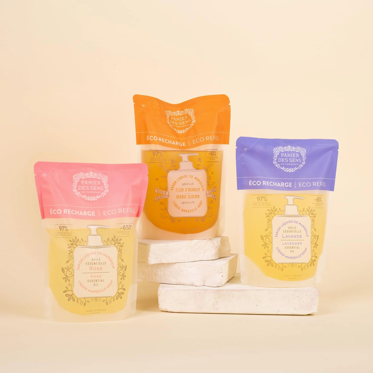 Panier des Sens - Liquid Hand Soap Refills - Lavender Foaming Hand Soap Refill - French Moisturizing Hand Wash with Coconut Oil - Kitchen & Bathroom Hand Soap - Soft Soap Refill 97% Natural - 34 Fl.oz