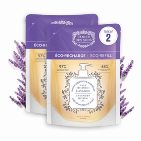 Panier des Sens - Liquid Hand Soap Refills - Lavender Foaming Hand Soap Refill - French Moisturizing Hand Wash with Coconut Oil - Kitchen & Bathroom Hand Soap - Soft Soap Refill 97% Natural - 34 Fl.oz