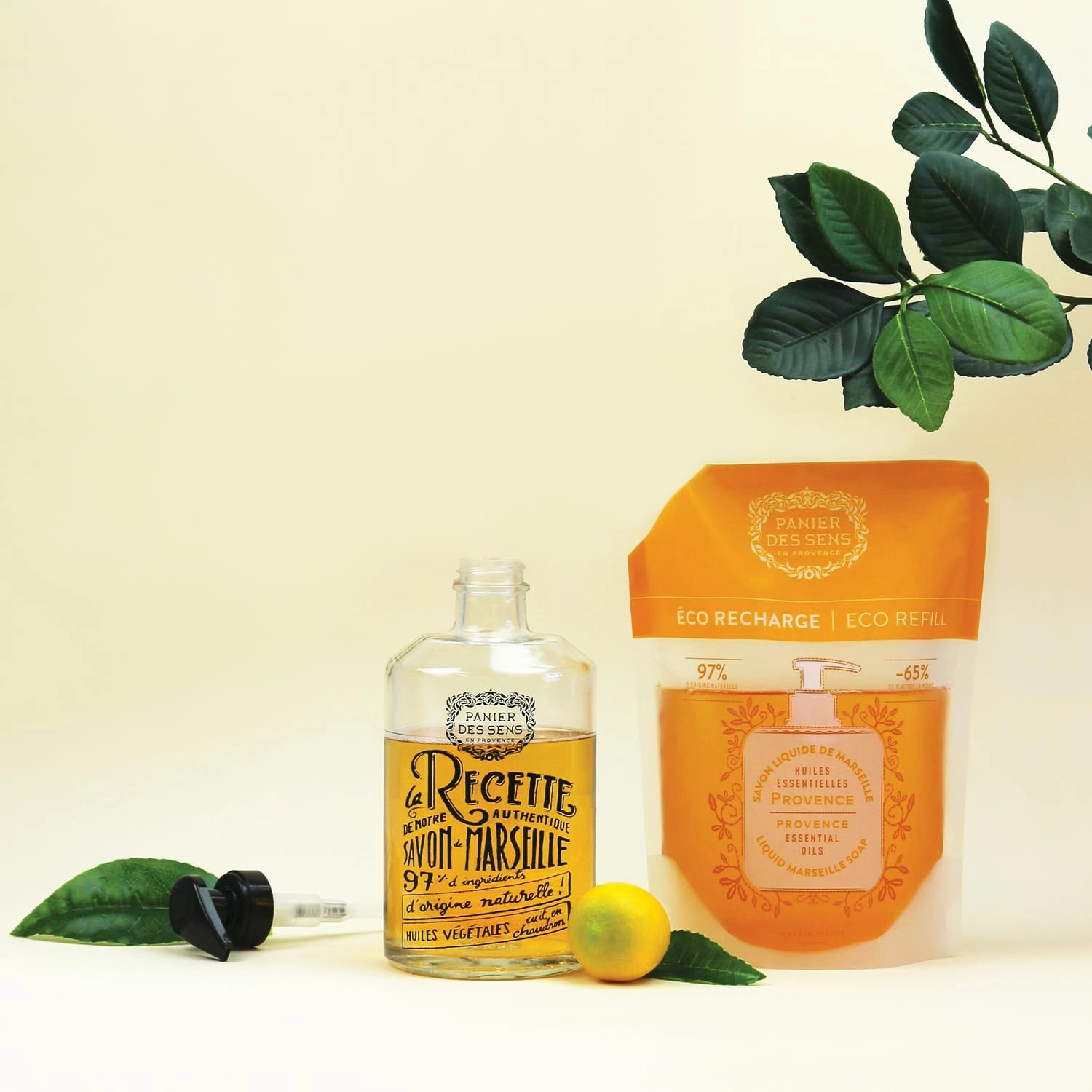 Panier des Sens - Liquid Hand Soap Refills - Provence Foaming Hand Soap Refill - French Moisturizing Hand Wash with Coconut Oil - Kitchen & Bathroom Hand Soap - Soft Soap Refill 97% Natural - 34 Fl.oz