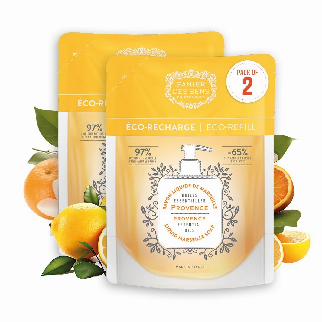 Panier des Sens - Liquid Hand Soap Refills - Provence Foaming Hand Soap Refill - French Moisturizing Hand Wash with Coconut Oil - Kitchen & Bathroom Hand Soap - Soft Soap Refill 97% Natural - 34 Fl.oz