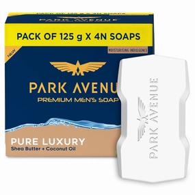 Park; Avenue Premium Men’s Soaps for Bath – Pure Luxury | 125g (Pack of 4) | Enriched with Shea Butter & Coconut Oil | Grade 1 Soap | For All Skin Types