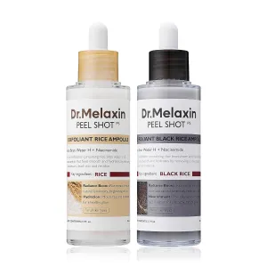 Peel Shot Glow Rice Ampoule Duo White rice ampoule Black rice ampoule Soft Exfoliating Face and Body Scrub Dead Skin Cells, Blackheads Remover for All Skin Types