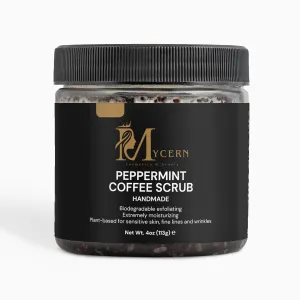 Peppermint Coffee Scrub – Organic Face & Body Exfoliator with Brown Sugar, Coconut Oil & Sea Salt – Reduces Cellulite, Hydrates Skin & Boosts Circulation – 4 oz – Suitable for All Skin Types