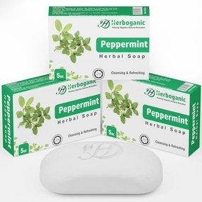 Peppermint Herbal Soap | Pack of 3 of 5oz soap Bar | Natural Bar Soap for Face and Body | Hydrating and Nourishing | Suitable for Men and Women