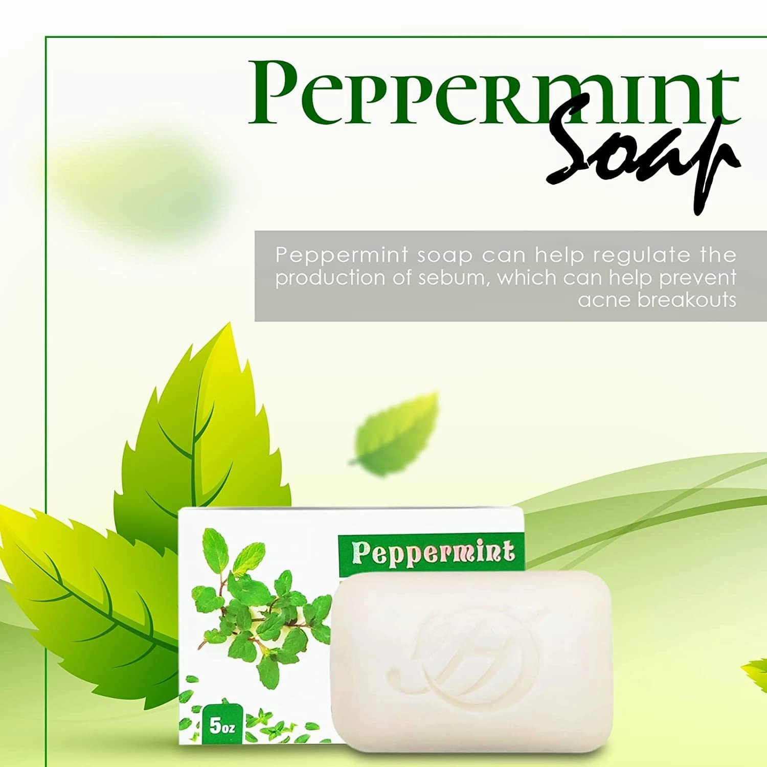 Peppermint Herbal Soap | Pack of 3 of 5oz soap Bar | Natural Bar Soap for Face and Body | Hydrating and Nourishing | Suitable for Men and Women