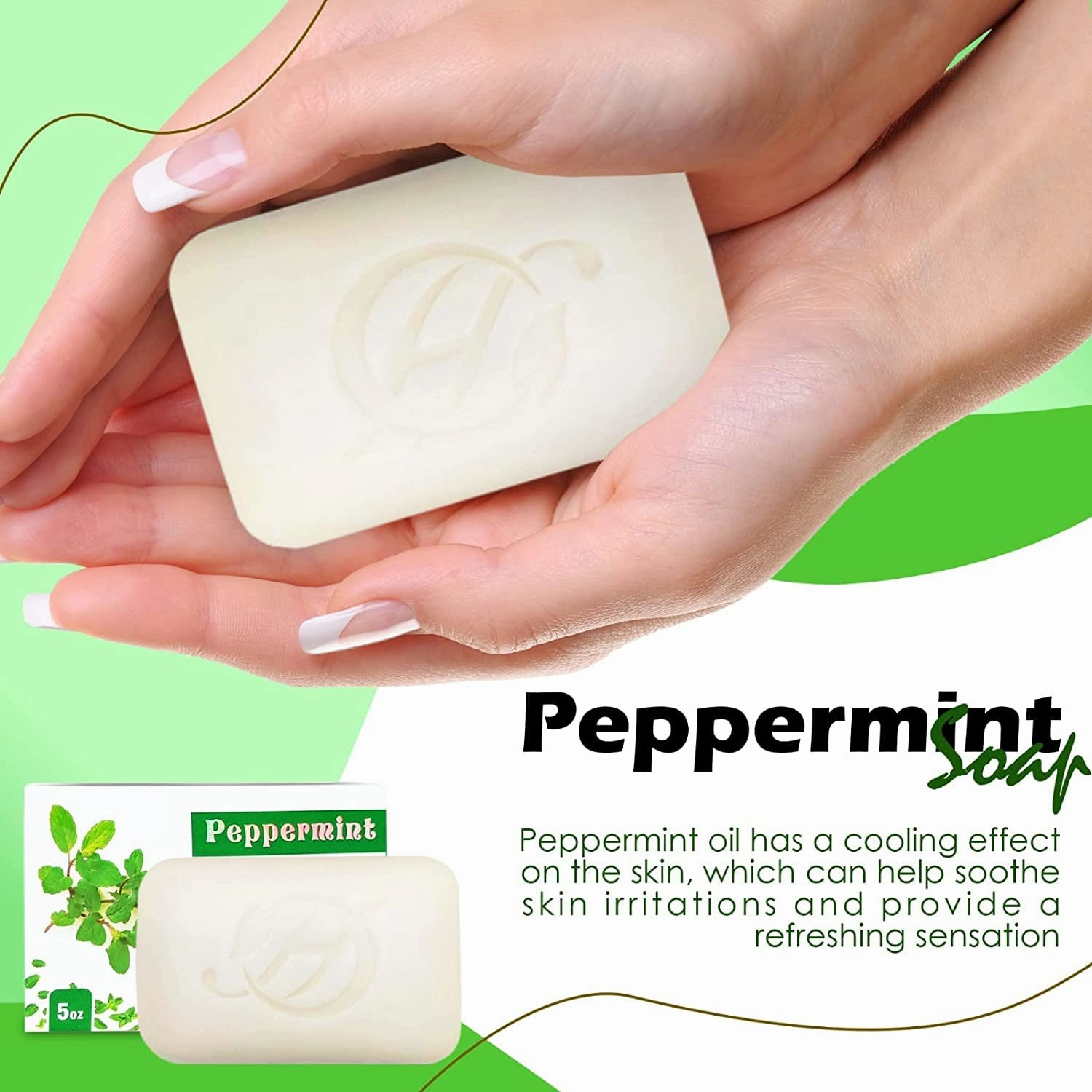 Peppermint Herbal Soap | Pack of 3 of 5oz soap Bar | Natural Bar Soap for Face and Body | Hydrating and Nourishing | Suitable for Men and Women
