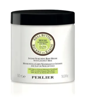 Perlier Shea Butter and Coconut Body Mousse, Moisturizing Body Cream, 16.9 oz