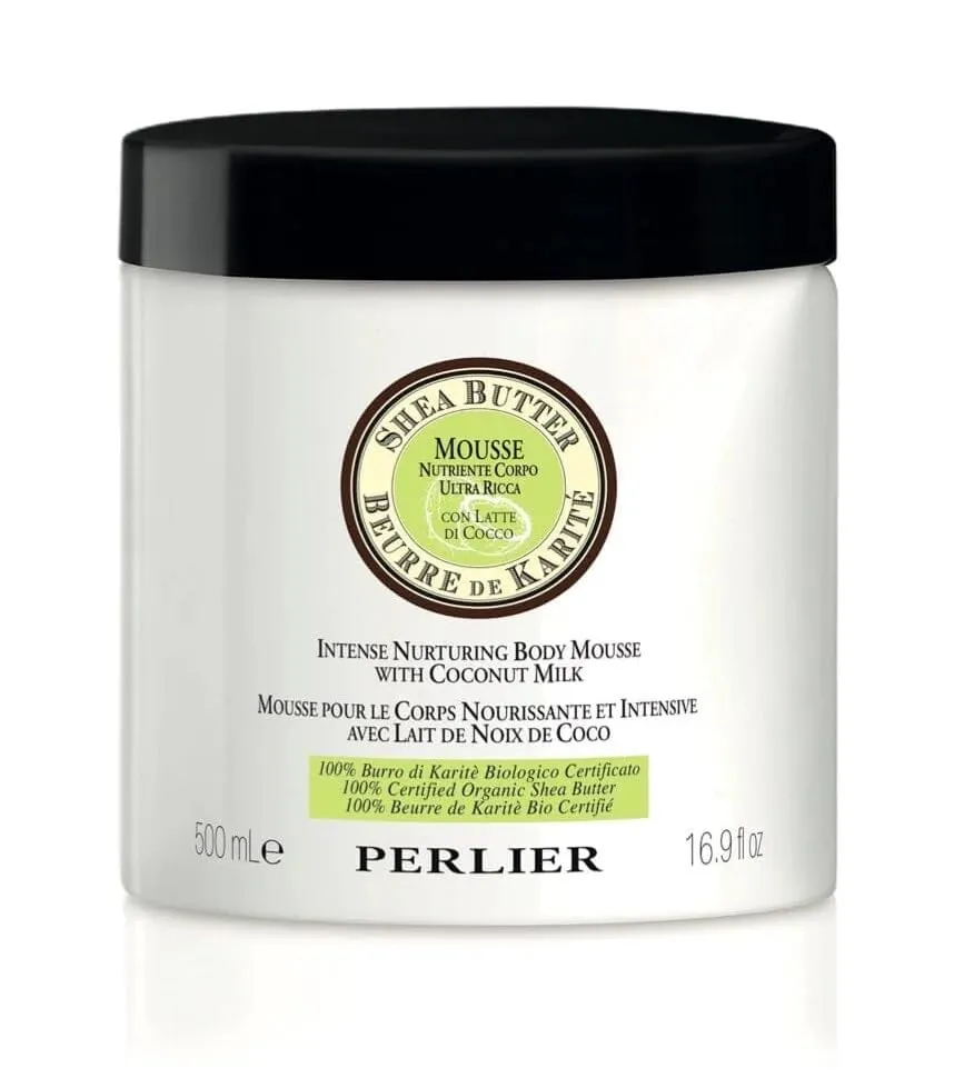 Perlier Shea Butter and Coconut Body Mousse, Moisturizing Body Cream, 16.9 oz