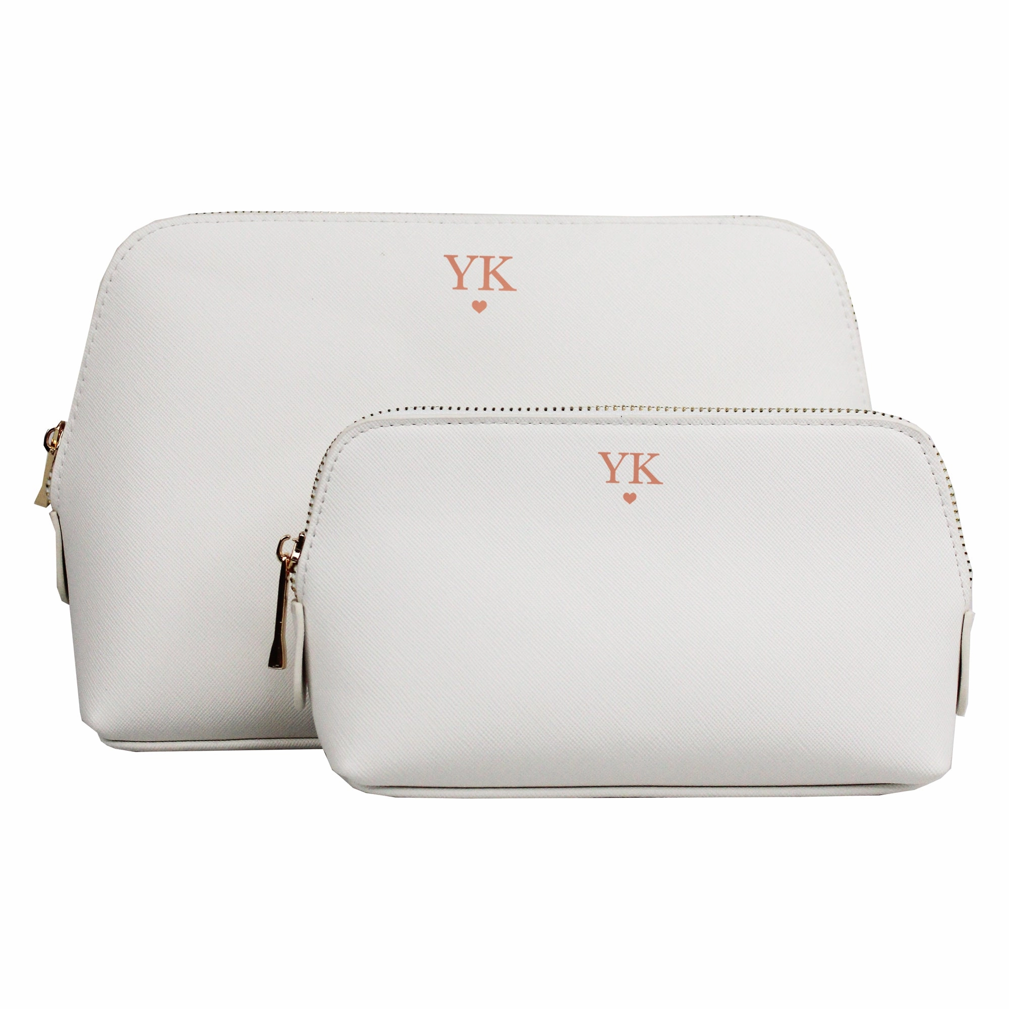 Personalised PU Leather Make Up Bag Set with Initials & Heart