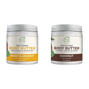 Petal Fresh Restoring & Smoothing Body Butter Bundle with Honey, Coconut Oil, Shea Butter, Argan Oil - Intense Hydration, 8 oz, Cruelty Free