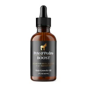 Pete & Pedro BOOST Hair & Beard Growth Serum Strengthening Oil For Men & Women - With Rosemary, Biotin & 20  Natural Essential Oils | Shark Tank Featured, 2 oz.