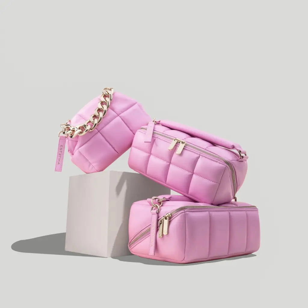 Pink Quilted Makeup Clutch Bag - The BABEE