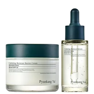 PKY Calming Cream & Serum / Instantly Soothes Sensitive Skin, Vegan, Korean Skincare / Calming Barrier Cream(3.38 Fl. Oz, 100ml) & Calming Moisture Serum(1.01 Fl. Oz, 30ml)