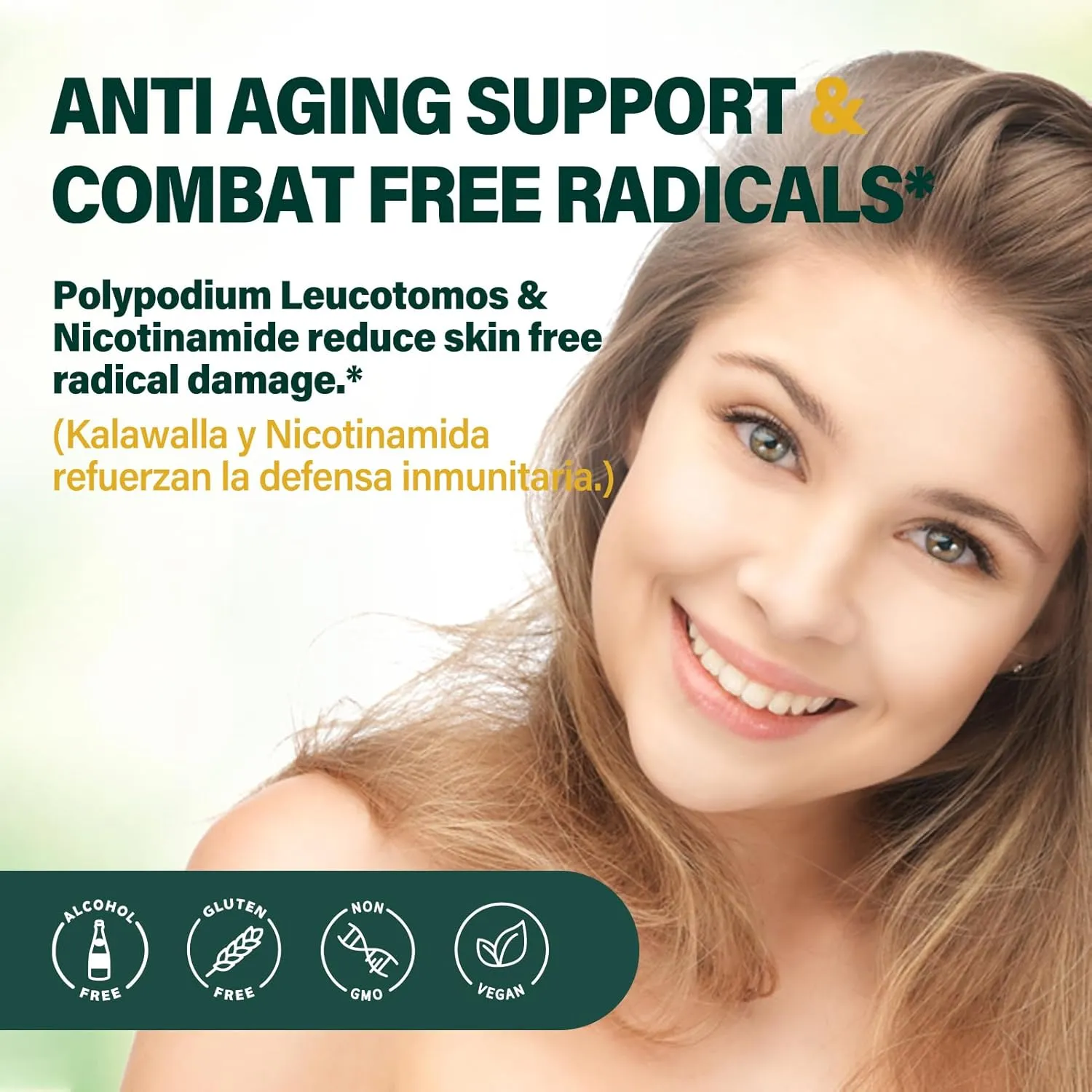 Polypodium Leucotomos Skin Care Drops, Natural Nicotinamide & Kalawalla Root Extract Liquid Supplement Supports Anti-Aging, Combats Free Radicals, and Promotes Skin Health & Immunity. 2oz