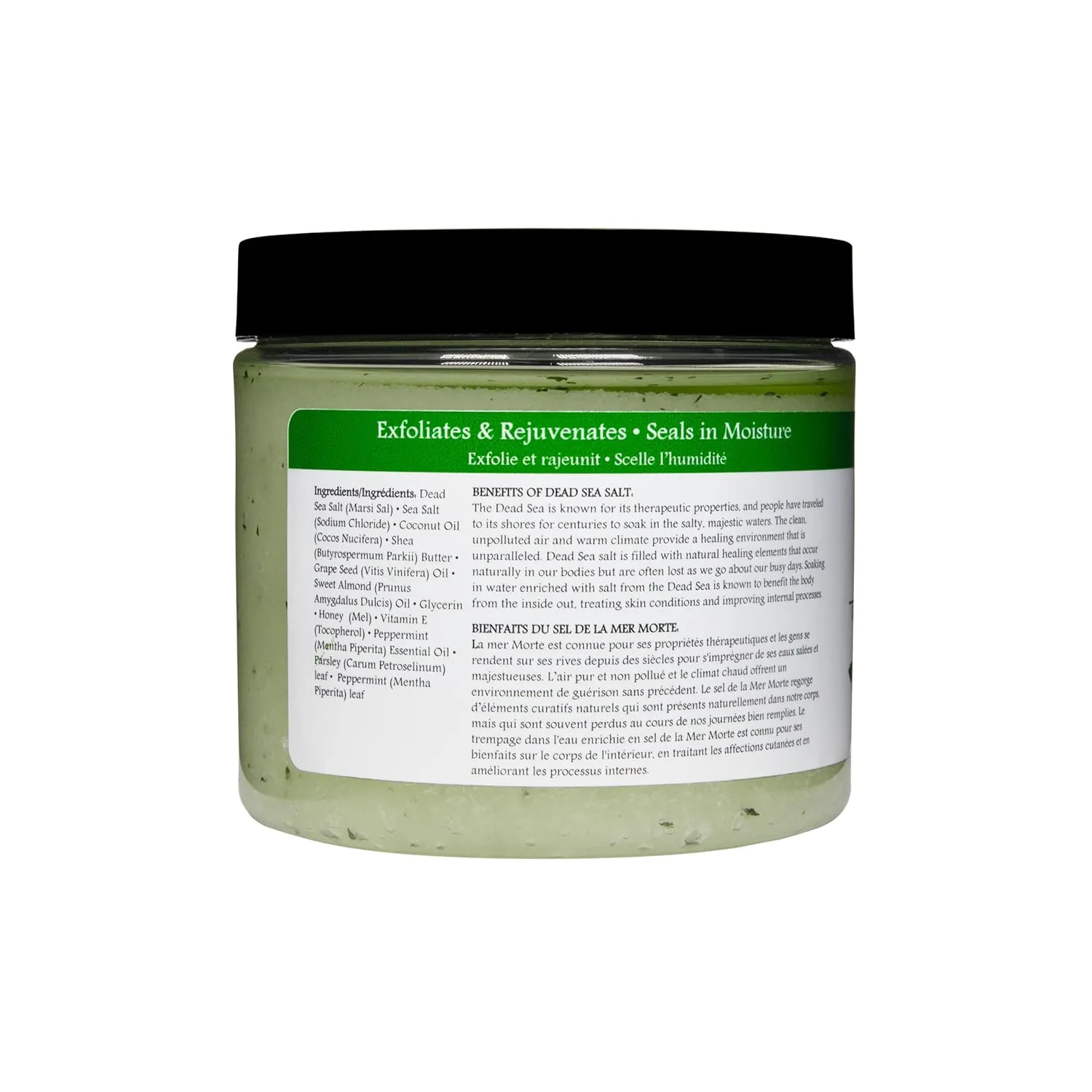 Premium Taza Peppermint Dead Sea Salt Scrub, 473 ml 24 oz (670 g) Exfoliates Your Skin Leaving it Soft and Hydrated Contains: Coconut Oil, Shea Butter, Grapeseed Oil, Sweet Almond Oil, 26 Minerals