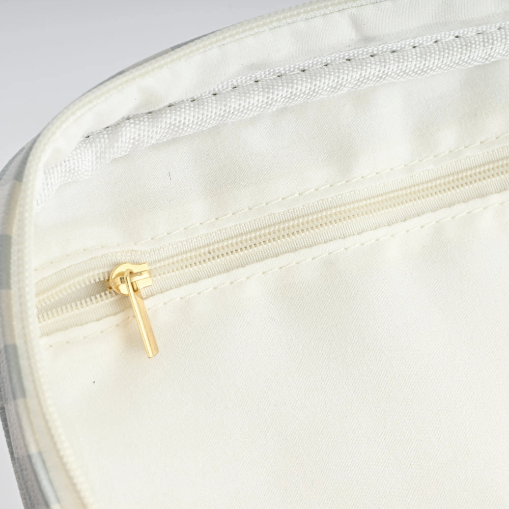 Printed Faux Leather Toiletry Bag - GINGHAM