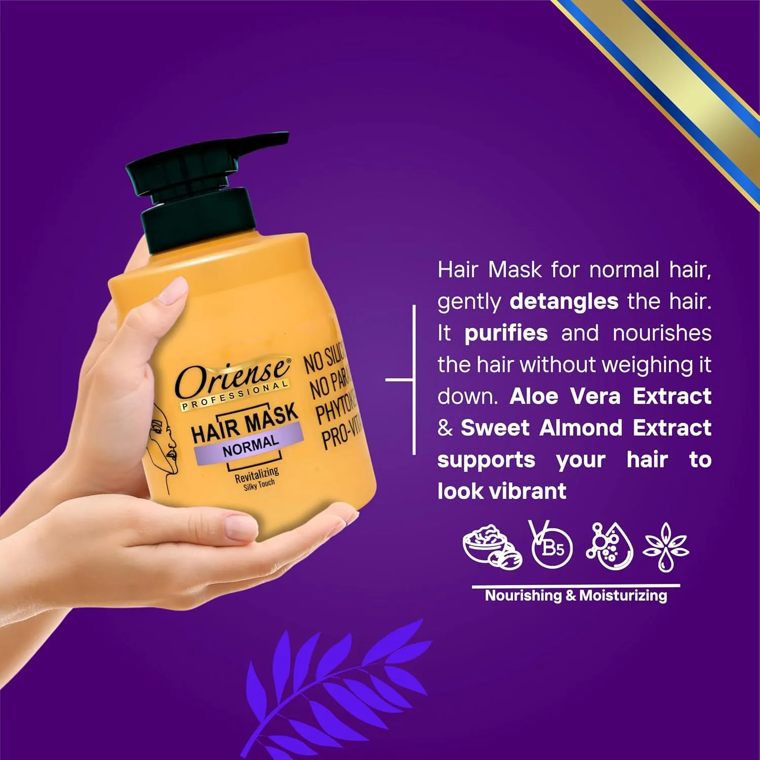 Professional Normal Hair Mask - Aloe Vera & Sweet Almond Extract with Shea Butter & Glycerin & Panthenol for Everyday Balance - Silicone, Paraben and Dye-Free 20.2 fl.oz