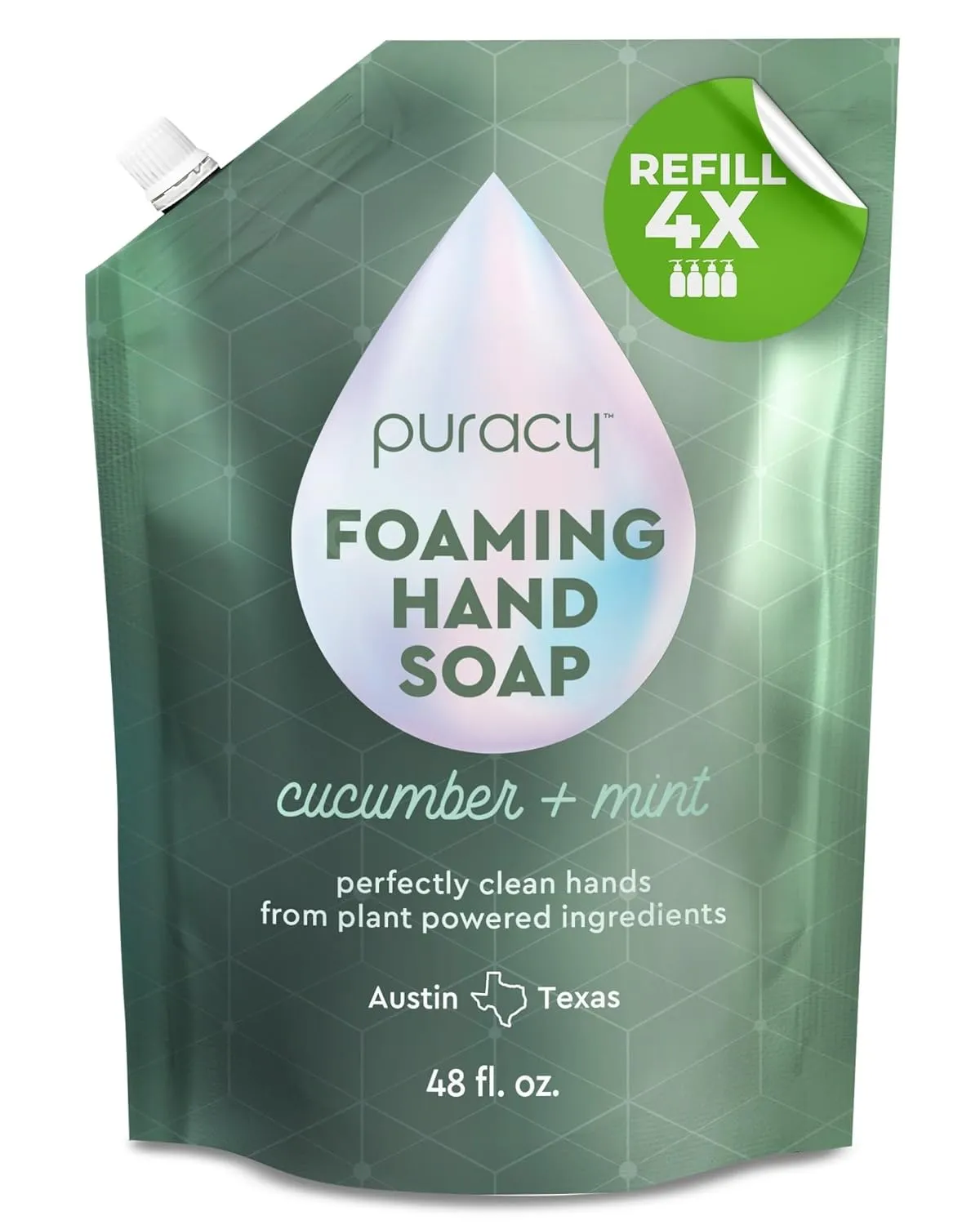 Puracy Foaming Hand Soap Refill - Plant-Powered Natural Hand Soap As Seen on TikTok, Non-Toxic, Sulfate-Free Liquid Soap, Moisturizing Foam Handwash Liquid (Cucumber & Mint, 48 fl oz)