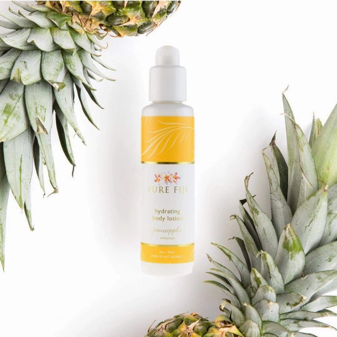 PURE FIJI Body Lotion Hydrating - Moisturizing Lotion for Dry Skin with Coconut Milk and Vitamin E, Organic Body Lotion For Women and Men, Pineapple Scent, 3 oz