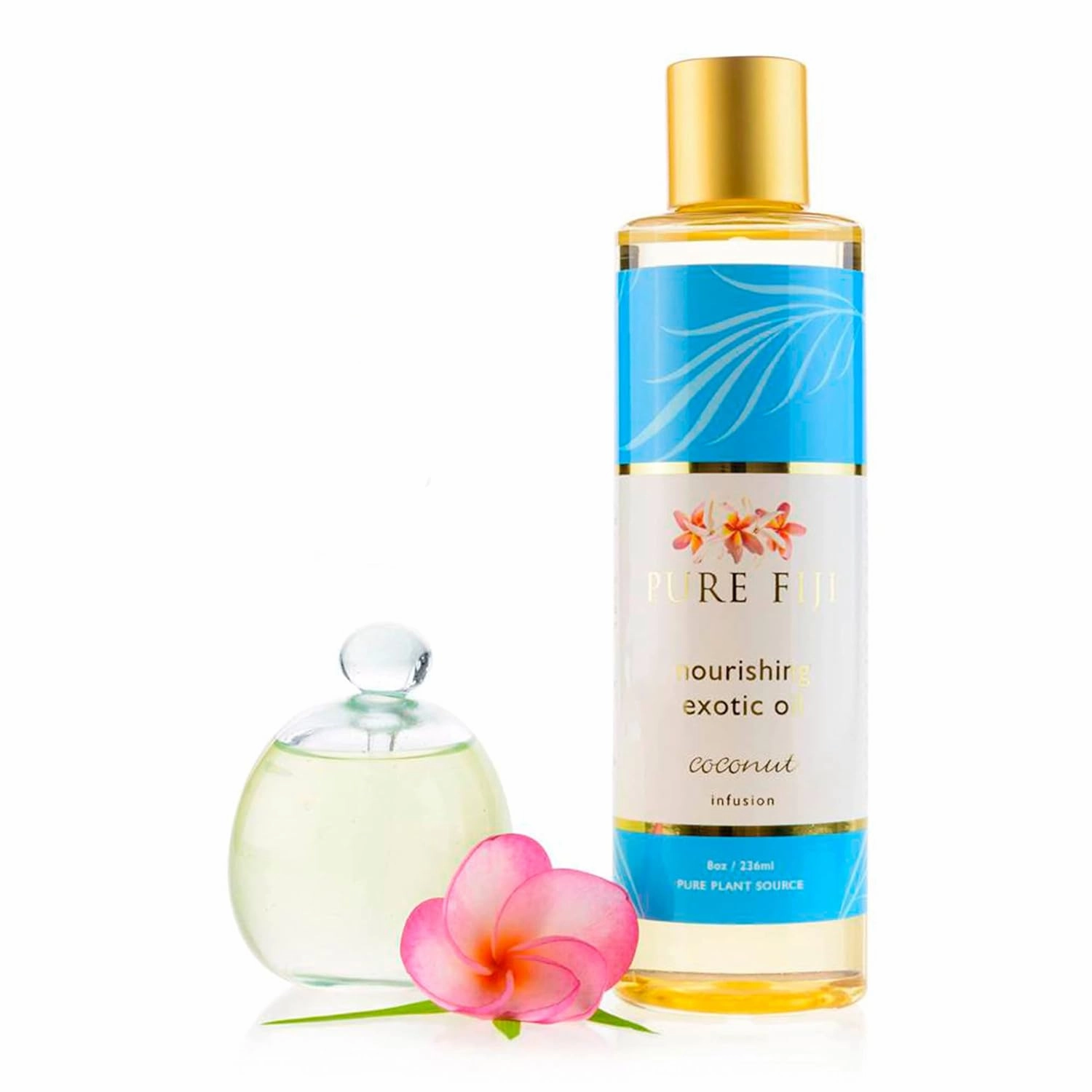PURE FIJI Nourishing Exotic Body Oil - Natural Coconut Oil for Skin in Bath & SPA with Vitamin E - Body Oil, Massage Oil, Body Lotion For Women and Men, Coconut, 8oz