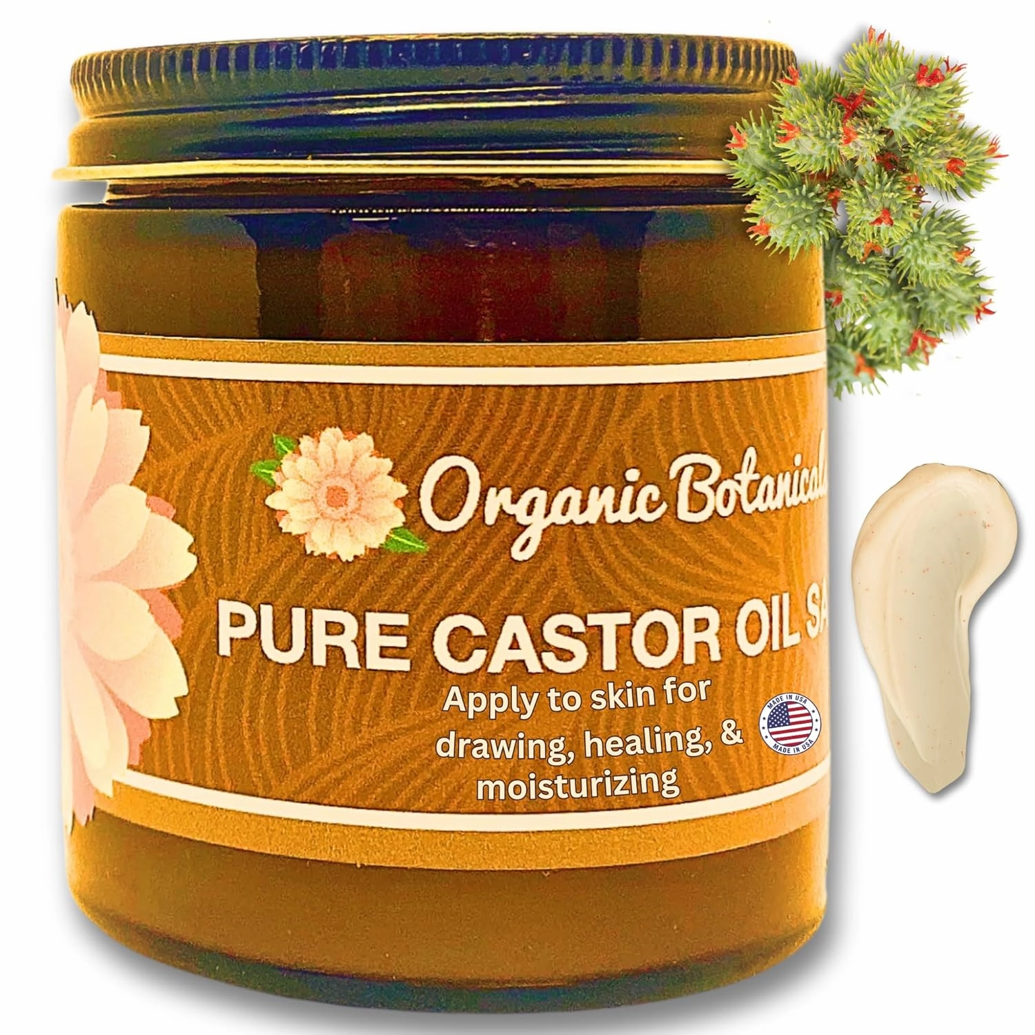 Pure Organic Castor Oil Salve - Unrefined Hexane-Free Moisturizer for Skin, Body & Face - Infused with Shea Butter for Deep Hydration - Natural Care Cream - Acne & Fine Lines, 2 oz