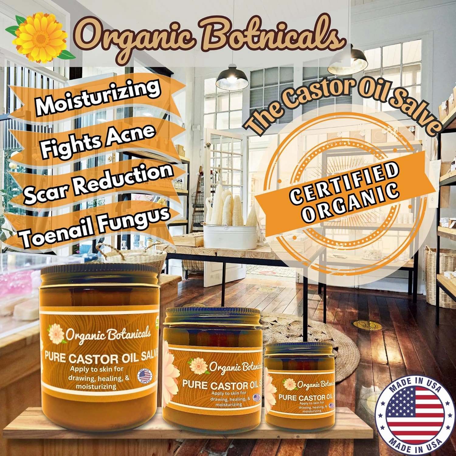 Pure Organic Castor Oil Salve - Unrefined Hexane-Free Moisturizer for Skin, Body & Face - Infused with Shea Butter for Deep Hydration - Natural Care Cream - Acne & Fine Lines, 2 oz