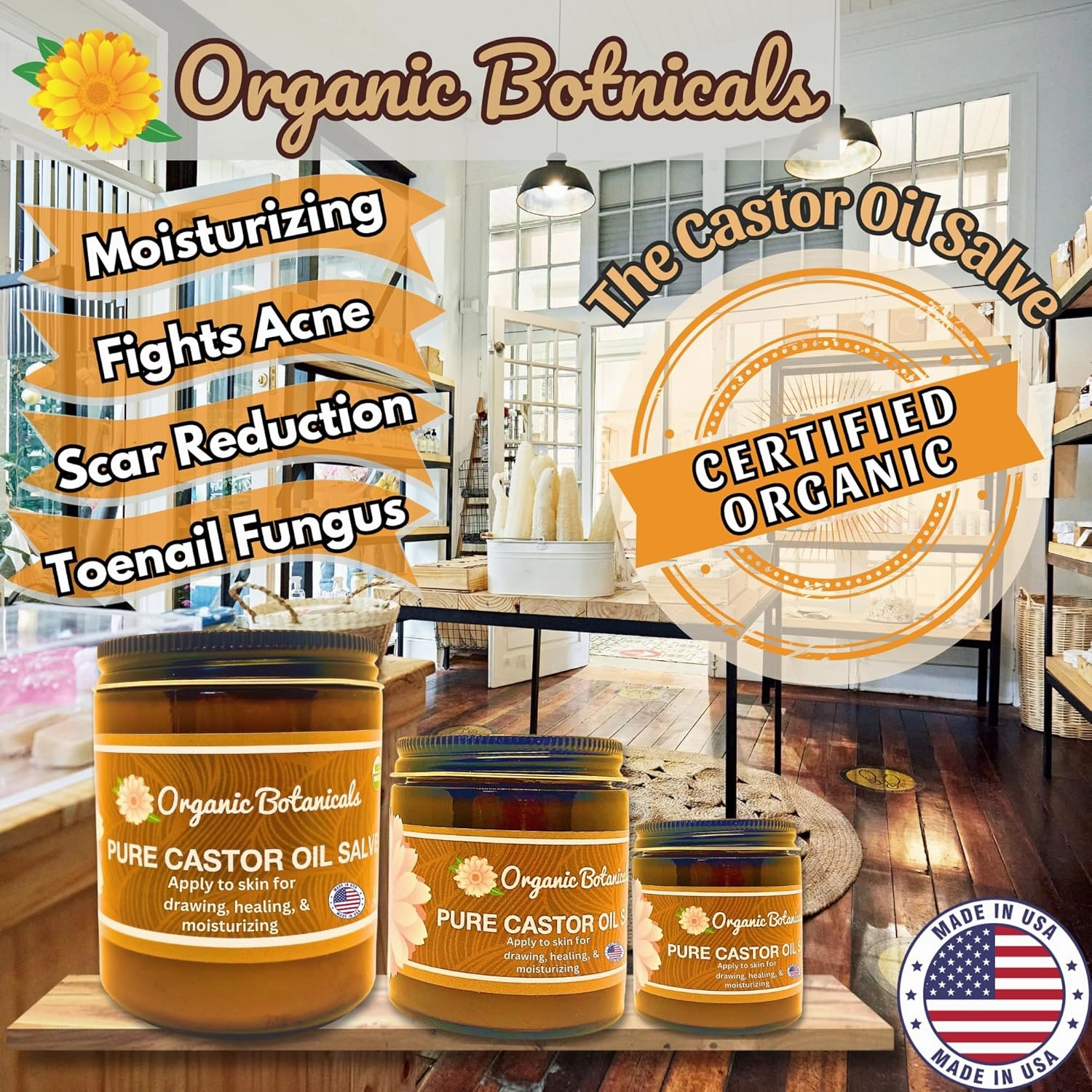 Pure Organic Castor Oil Salve - Unrefined Hexane-Free Moisturizer for Skin, Body & Face - Infused with Shea Butter for Deep Hydration - Natural Care Cream - Acne & Fine Lines, 8 oz