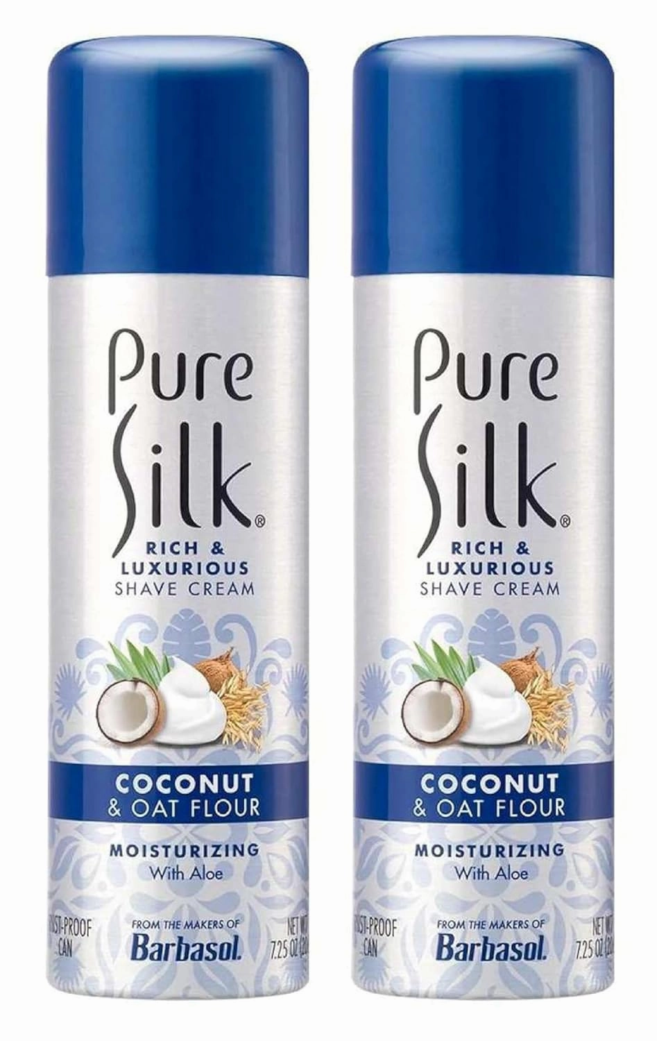 Pure Silk Rich & Luxurious Shave Cream for Women, Coconut & Oat Flour, 8 fl oz - 2pc