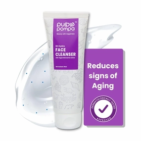 Purple Pompa 3D Hydra Face Cleanser 75ml | Vegan gel cleanser with Niacinamide, Aquaxyl & Aloe Vera | Deep cleansing & reduces wrinkles | Age balancing & suitable for all skin types