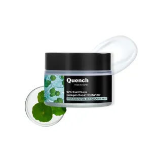 Que-nch 92% Snail Mucin Collagen Boost Moisturizer with Niacinamide & Hyaluronic Acid | 48 Hours Hydration | Formulated & Made in Korea | Makes Skin Dewy Soft & Plump | Fades Dark Spots (50ml)
