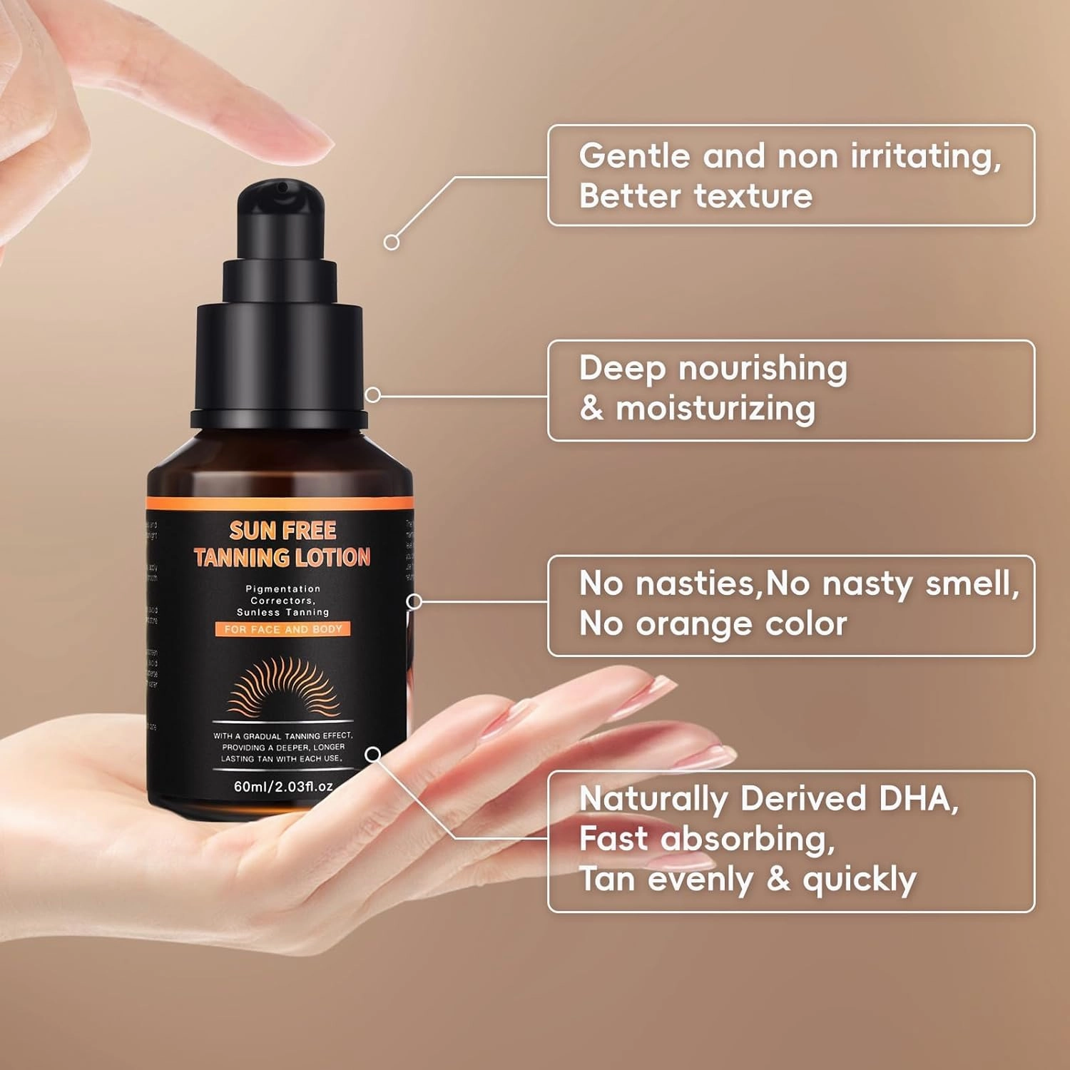 Quick Self Tanning Lotion-Natural Glow Self Tanner Lotion for Face & Body | Hydrating Tanning Lotion with Shea Butter & Plant Extracts | Vegan-Friendly, Streak-Free Formula-DHA contene 10%