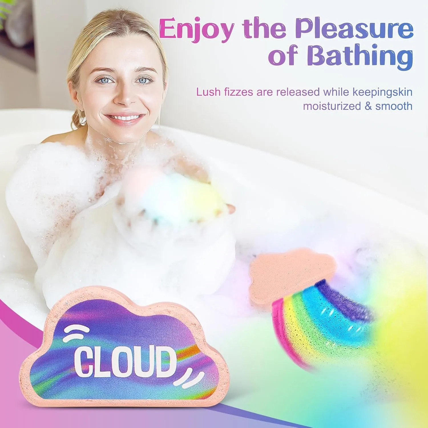 Rainbow Bath Bombs for Kids - 9 Pcs Handmade Natural Kids Bath Bombs, Organic Bubble Bath for Girls, Birthday Gifts for Kid