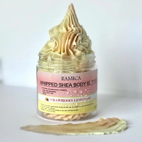 Ramica Whipped Shea Body Butter creme| deep moisurizer for dry skin -Vegan,Collagen| organic coconut oil,after shave lotion for women (4 oz, Strawberry Lemonade)