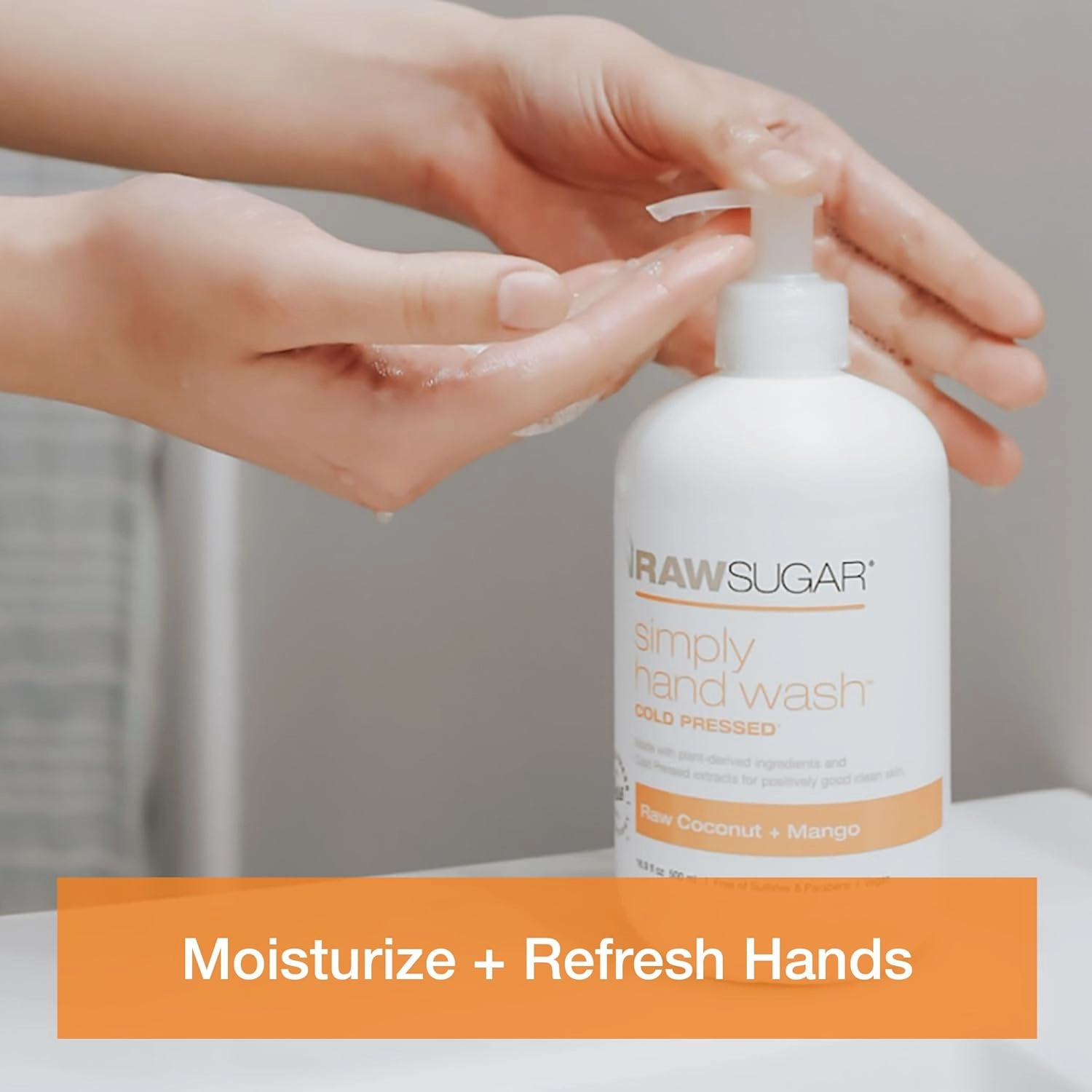 RAW SUGAR 6-Pack Liquid Hand Soap, Raw Coconut   Mango Simply Hand Wash, Moisturizing & Vibrant Aroma, Formulated without Parabens, Cruelty Free & Vegan - 16.9 Fl. Oz